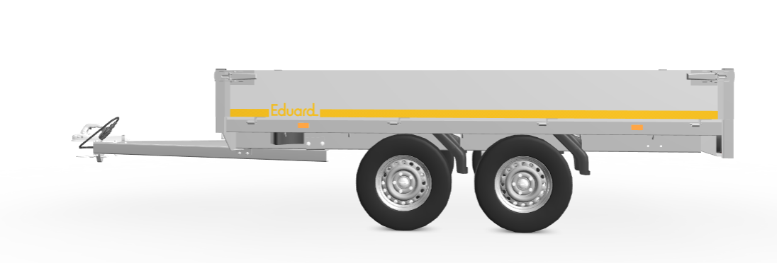 Ongeremde Eduard plateauwagen - 310x160 cm - 750 kg bruto laadvermogen - 72 cm laadvloerhoogte - 30 cm borden