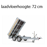 Geremde Eduard achterwaartse kipper - 256x150 cm - 2000 kg bruto laadvermogen - handpomp - 72 cm laadvloerhoogte