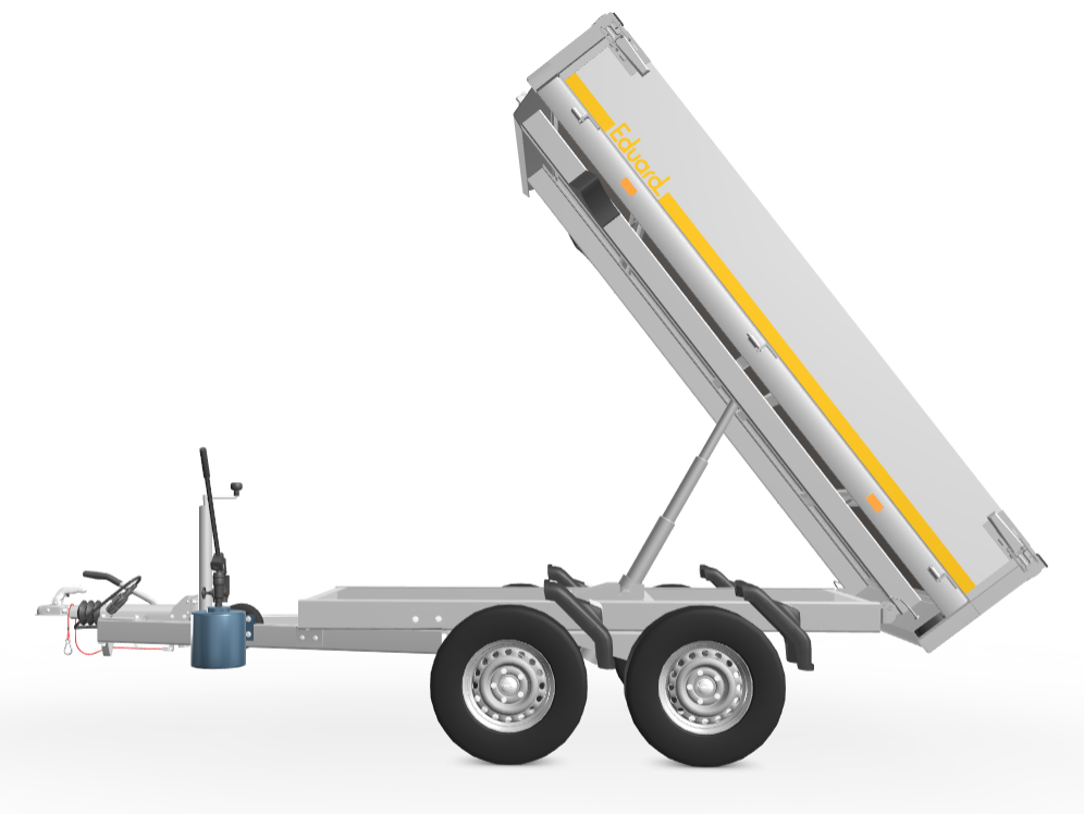 Geremde Eduard achterwaartse kipper - 256x150 cm - 2000 kg bruto laadvermogen - handpomp - 72 cm laadvloerhoogte