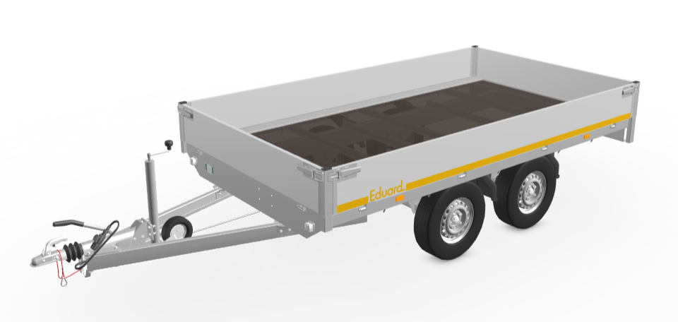 Geremde Eduard plateauwagen - 330x180 cm - 2000 kg bruto laadvermogen - 72 cm laadvloerhoogte - 30 cm borden