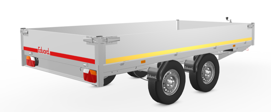 Geremde Eduard plateauwagen - 330x180 cm - 2000 kg bruto laadvermogen - 72 cm laadvloerhoogte - 30 cm borden