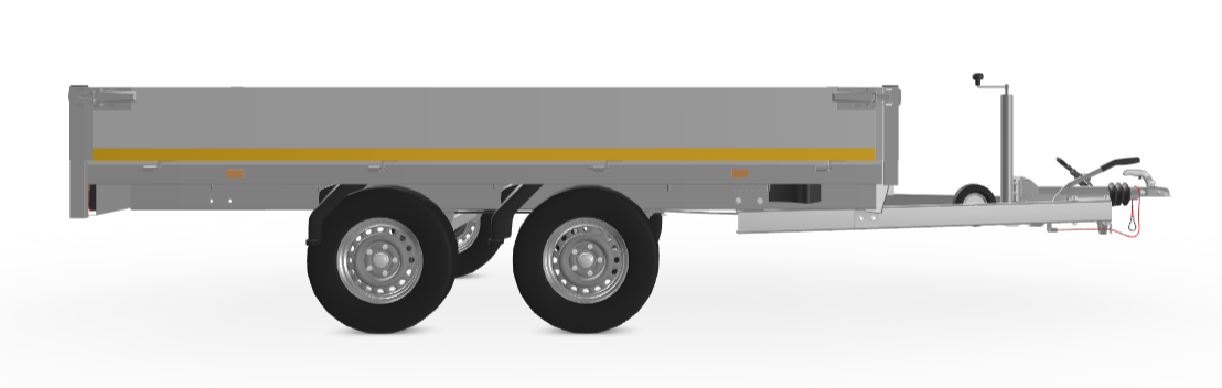 Geremde Eduard plateauwagen - 330x180 cm - 2000 kg bruto laadvermogen - 72 cm laadvloerhoogte - 30 cm borden