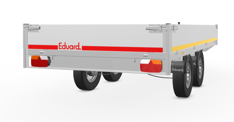 Geremde Eduard plateauwagen - 330x180 cm - 2000 kg bruto laadvermogen - 72 cm laadvloerhoogte - 30 cm borden