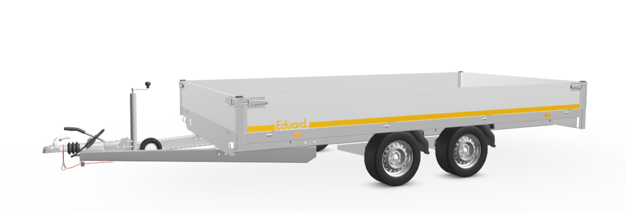 Geremde Eduard plateauwagen - 406x200 cm - 2700 kg bruto laadvermogen - 63 cm laadvloerhoogte - 30 cm borden