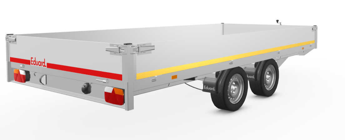 Geremde Eduard plateauwagen - 406x200 cm - 2700 kg bruto laadvermogen - 63 cm laadvloerhoogte - 30 cm borden