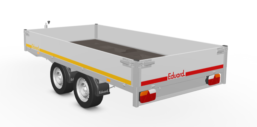 Geremde Eduard plateauwagen - 310x160 cm - 2000 kg bruto laadvermogen - 63 cm laadvloerhoogte - 30 cm borden