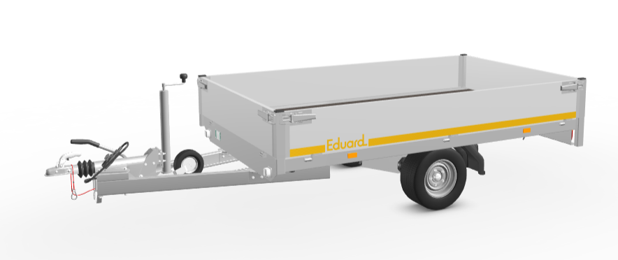Geremde Eduard plateauwagen - 256x150 cm - 1500 kg bruto laadvermogen - 56 cm laadvloerhoogte - 30 cm borden