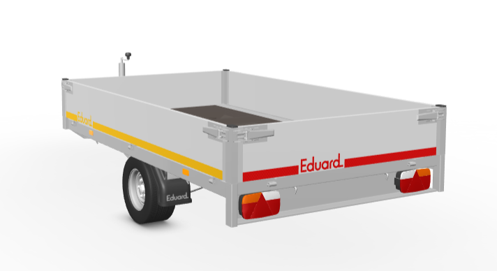 Geremde Eduard plateauwagen - 256x150 cm - 1500 kg bruto laadvermogen - 56 cm laadvloerhoogte - 30 cm borden