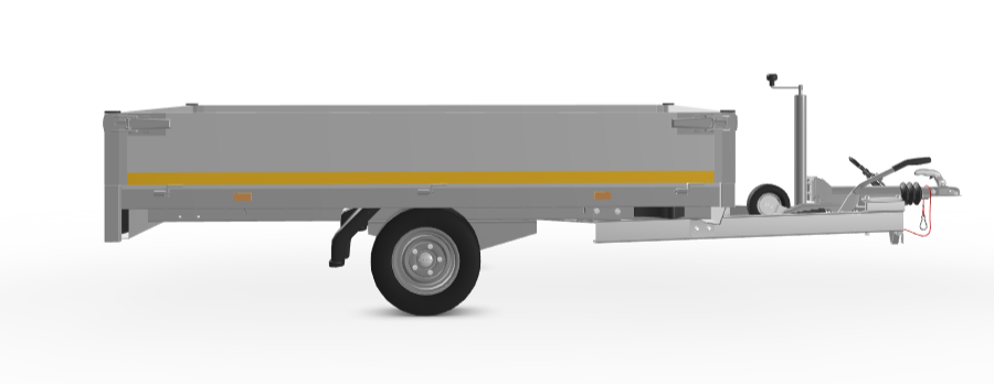 Geremde Eduard plateauwagen - 256x150 cm - 1500 kg bruto laadvermogen - 56 cm laadvloerhoogte - 30 cm borden