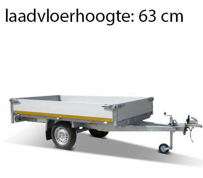 Geremde Eduard plateauwagen - 310x160 cm - 1500 kg bruto laadvermogen - 63 cm laadvloerhoogte - 30 cm borden