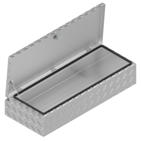 De Haan Box HAV/HAS - 900x380x150 mm - waterdichte en stofdichte aluminium traanplaat disselkist  - voorzien van vlinderslot of t-sluiting