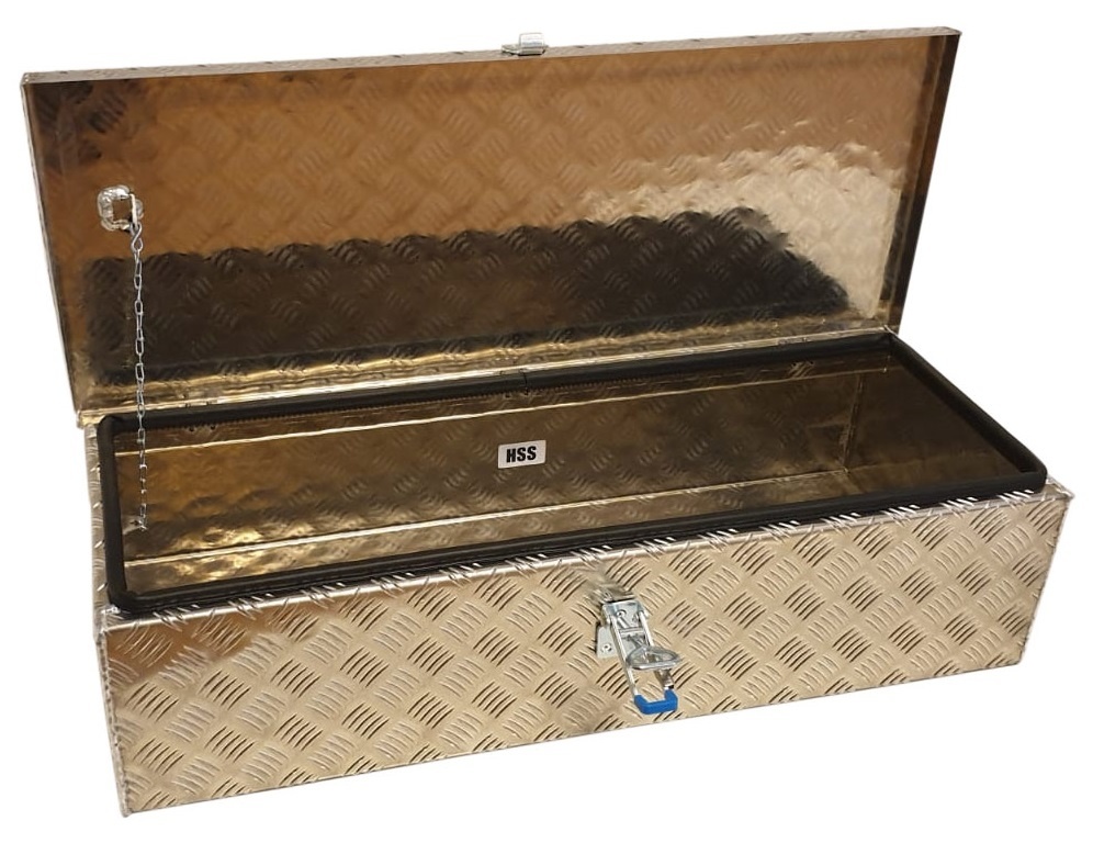 DE HAAN BOX HS - 914x387x230 mm - waterdichte en stofdichte aluminium traanplaat disselkist - voorzien van vlinderslot, spansluiting of t-sluiting