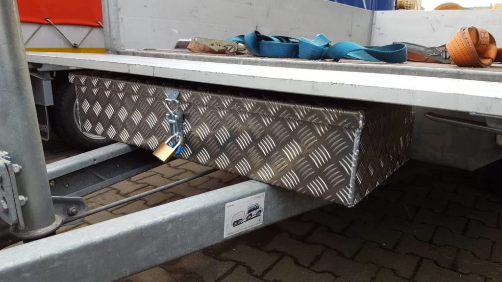 DE HAAN BOX HS - 914x387x230 mm - waterdichte en stofdichte aluminium traanplaat disselkist - voorzien van vlinderslot, spansluiting of t-sluiting