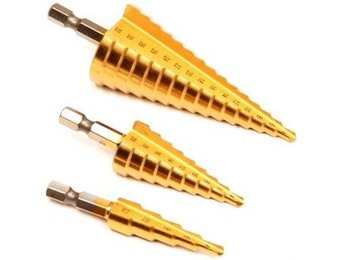 3x stappenboren metaalboren titanium coating