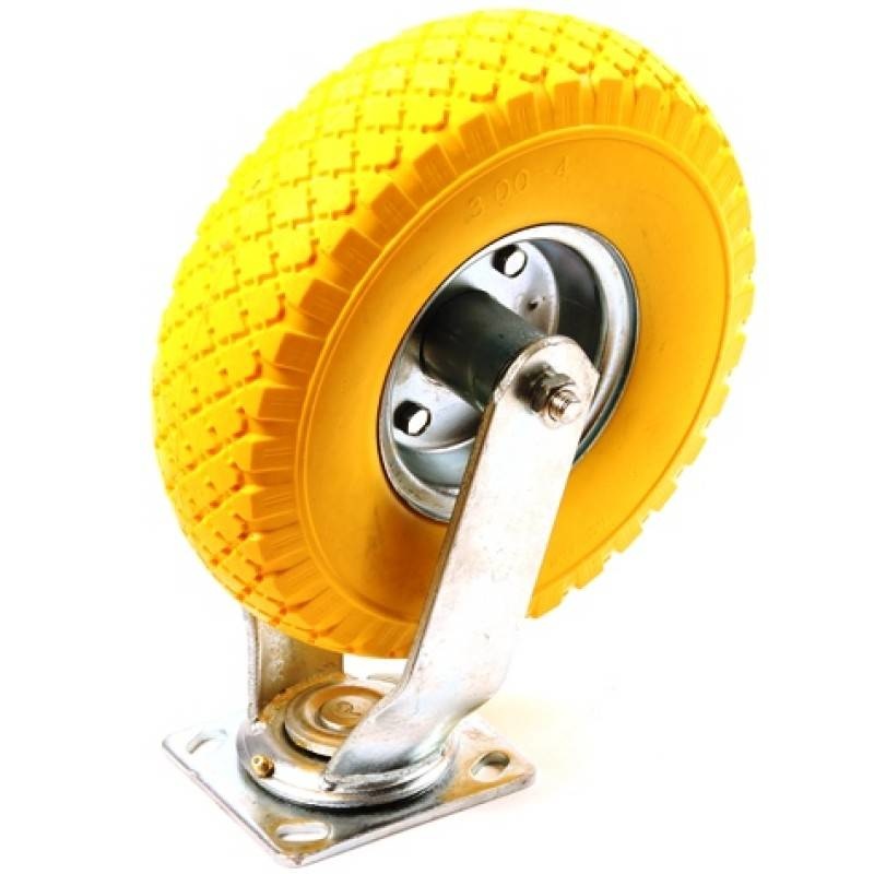 Zwenkwiel PU 300x4 - 80 kg - totale hoogte 300 mm