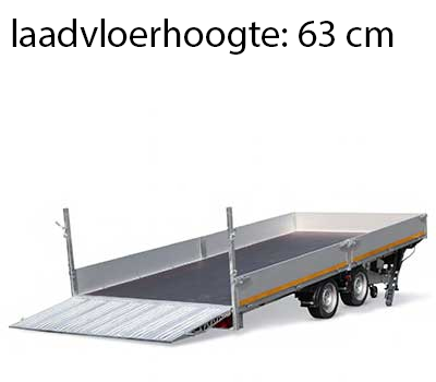 Geremde Eduard machinetransporter - 406x200 cm - 3000 kg bruto laadvermogen - elektrisch, extern laden, afstandsbediening - 63 cm laadvloerhoogte