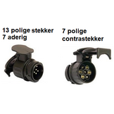 Verloopstekker - auto 13 polig > aanhanger 7 polig - extra lang