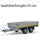 Geremde Eduard plateauwagen - 330x180 cm - 2700 kg bruto laadvermogen - 63 cm laadvloerhoogte - 40 cm borden