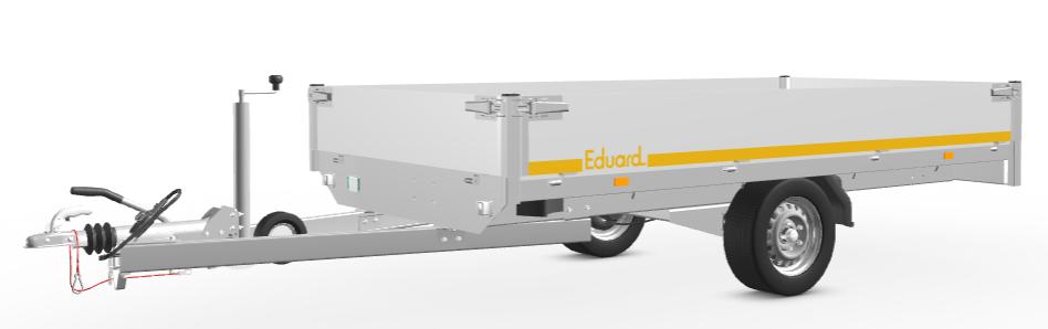 Geremde Eduard plateauwagen - 310x160 cm - 1500 kg bruto laadvermogen - 63 cm laadvloerhoogte - 30 cm borden - inclusief oprijplaten