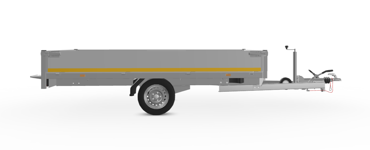 Geremde Eduard plateauwagen - 310x160 cm - 1500 kg bruto laadvermogen - 63 cm laadvloerhoogte - 30 cm borden - inclusief oprijplaten