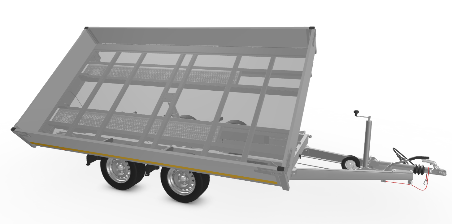 Eduard drie-zijdige kipper 3500 kg elektrisch extern laden - 330x180 cm - inclusief lichte en sterke aluminium oprijplaten & uitzetsteunen