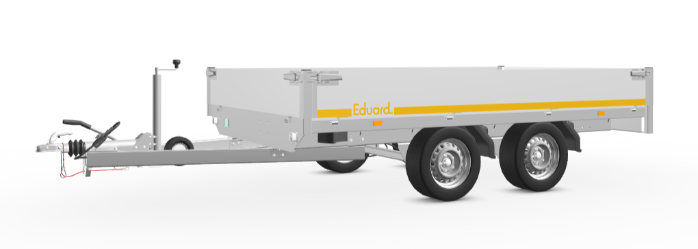 Geremde Eduard plateauwagen - 330x180 cm - 2000 kg bruto laadvermogen - 63 cm laadvloerhoogte - 30 cm borden