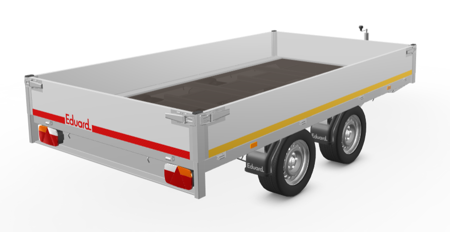 Geremde Eduard plateauwagen - 330x180 cm - 2000 kg bruto laadvermogen - 63 cm laadvloerhoogte - 30 cm borden