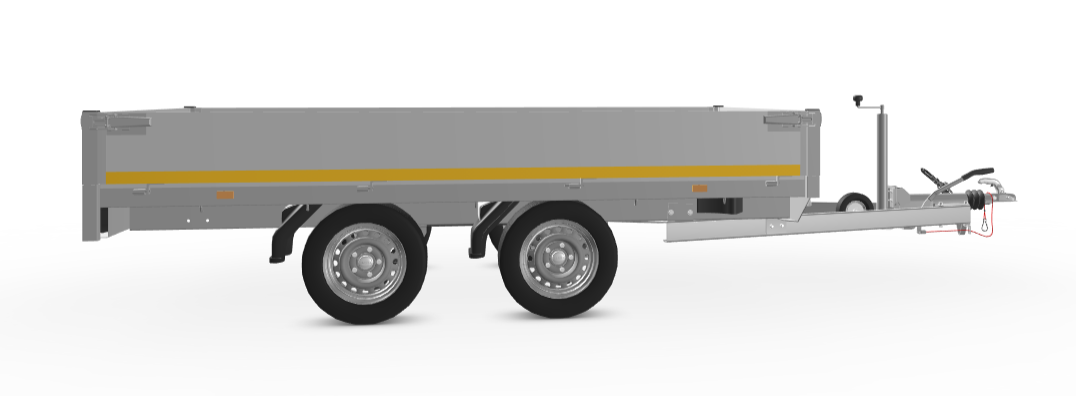 Geremde Eduard plateauwagen - 330x180 cm - 2000 kg bruto laadvermogen - 63 cm laadvloerhoogte - 30 cm borden