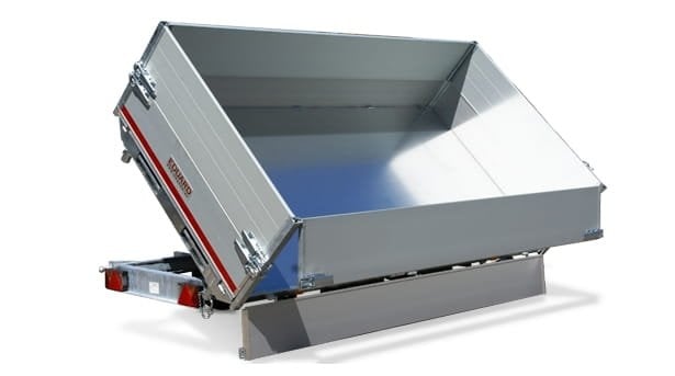 Geremde Eduard 3-zijdige kipper - 330x180 cm - 3000 kg bruto laadvermogen - elektrisch, extern laden - 63 cm laadvloerhoogte - inclusief oprijplaten & uitzetsteunen