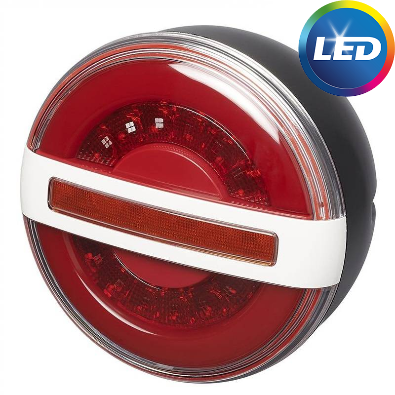 LED achterlicht rond 3 functies - 140x80 mm - dynamisch knipperlicht