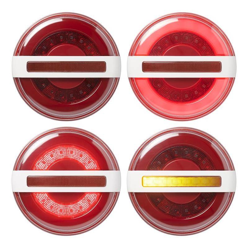 LED achterlicht rond 3 functies - 140x80 mm - dynamisch knipperlicht