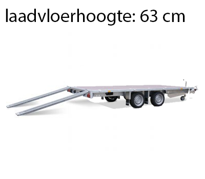 Geremde Eduard autotransporter - 506x200 cm - 3000 kg bruto laadvermogen - 63 cm laadvloerhoogte - inclusief lier en oprijplaten