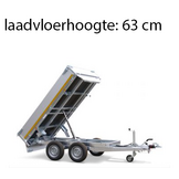 Geremde Eduard achterwaartse kipper - 310x180 cm - 3000 kg bruto laadvermogen - elektrisch, extern laden - 63 cm laadvloerhoogte - inclusief oprijplaten & uitzetsteunen