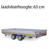 Geremde Eduard plateauwagen - 406x180 cm - 2000 kg bruto laadvermogen - 63 cm laadvloerhoogte - 30 cm borden