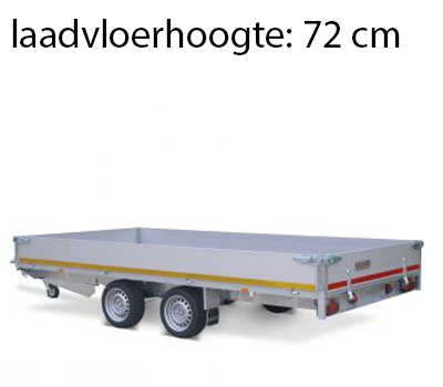 Geremde Eduard plateauwagen - 406x180 cm - 2500 kg bruto laadvermogen - 72 cm laadvloerhoogte - 30 cm borden