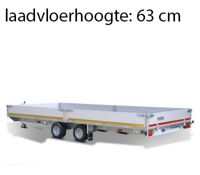 Geremde Eduard plateauwagen - 506x220 cm - 3500 kg bruto laadvermogen - 63 cm laadvloerhoogte - 30 cm borden