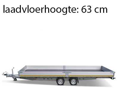 Geremde Eduard plateauwagen - 606x220 cm - 3500 kg bruto laadvermogen - 63 cm laadvloerhoogte - 30 cm borden