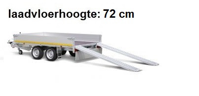 Geremde Eduard multitransporter - 310x180 cm - 2500 kg bruto laadvermogen - 72 cm laadvloerhoogte - 30 cm borden - inclusief oprijplaten en handlier