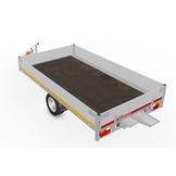 Geremde Eduard multitransporter - 330x180 cm - 1350 kg bruto laadvermogen - 63 cm laadvloerhoogte - 30 cm borden - inclusief oprijplaten en handlier