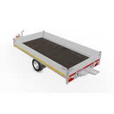 Geremde Eduard multitransporter - 330x180 cm - 1500 kg bruto laadvermogen - 63 cm laadvloerhoogte - 30 cm borden - inclusief oprijplaten en handlier