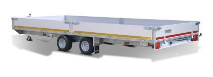 Geremde Eduard multitransporter - 506x200 cm - 3500 kg bruto laadvermogen - 63 cm laadvloerhoogte - 30 cm borden - inclusief oprijplaten en handlier
