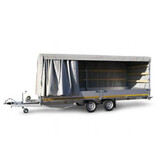 Geremde Eduard multitransporter - 606x220 cm - 3500 kg bruto laadvermogen - 63 cm laadvloerhoogte - 30 cm borden - inclusief oprijplaten en handlier
