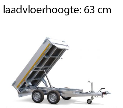 Geremde Eduard achterwaartse kipper - 310x160 cm - 2700 kg bruto laadvermogen - elektrisch, extern laden - 63 cm laadvloerhoogte
