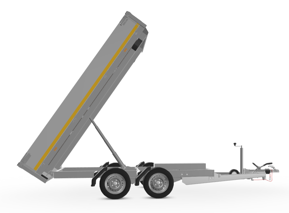 Geremde Eduard achterwaartse kipper - 310x160 cm - 2700 kg bruto laadvermogen - elektrisch, extern laden - 63 cm laadvloerhoogte