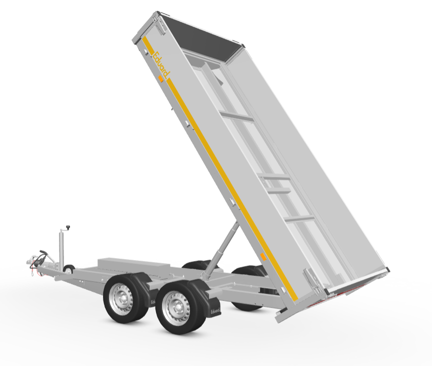 Geremde Eduard achterwaartse kipper - 310x160 cm - 2700 kg bruto laadvermogen - elektrisch, extern laden - 63 cm laadvloerhoogte