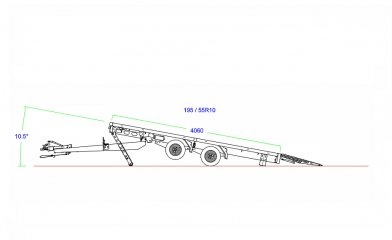 Geremde Eduard machinetransporter - 506x200 cm - 3500 kg bruto laadvermogen - elektrisch, extern laden - 63 cm laadvloerhoogte - 30 cm borden