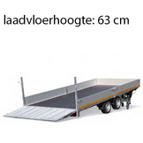 Geremde Eduard machinetransporter - 606x200 cm - 3500 kg bruto laadvermogen - elektrisch, extern laden, afstandsbediening - 63 cm laadvloerhoogte - 30 cm borden