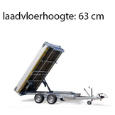 Geremde Eduard achterwaartse kipper - 310x180 cm - 3000 kg bruto laadvermogen - elektrisch, extern laden, handpomp - 63 cm laadvloerhoogte - 30 cm borden