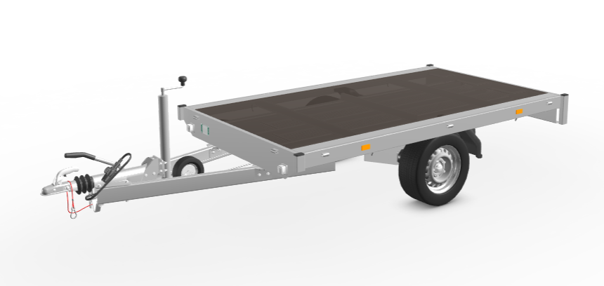 Geremde Eduard multitransporter - 256x150 cm - 1350 kg bruto laadvermogen - 63 cm laadvloerhoogte - vlakke opbouw - inclusief oprijplaten
