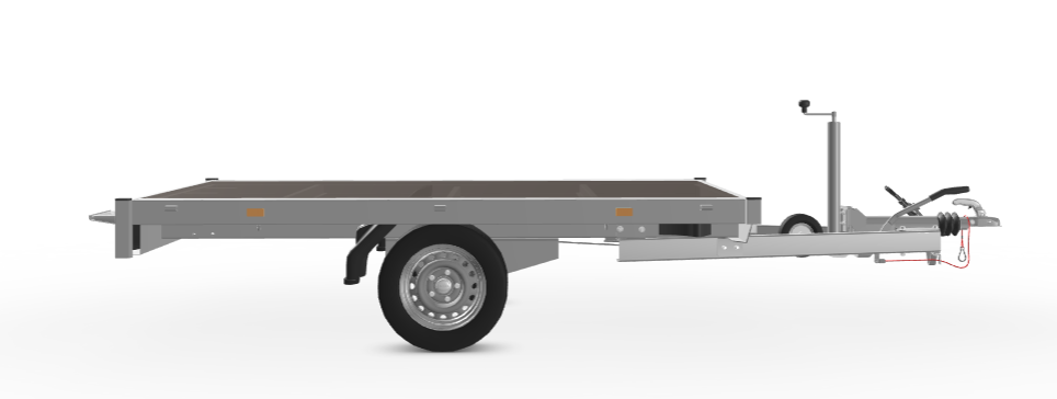 Geremde Eduard multitransporter - 256x150 cm - 1350 kg bruto laadvermogen - 63 cm laadvloerhoogte - vlakke opbouw - inclusief oprijplaten